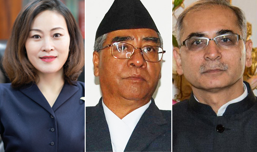 केन्द्रमा देउवा  चिनियाँ र भारतीय राजदूतले गरे ‘वान टू वान’ वार्ता