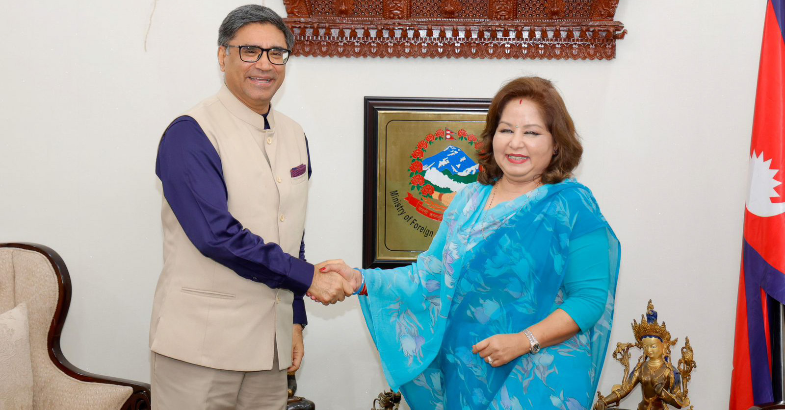 परराष्ट्रमन्त्री डा राणासँग भारतीय विदेश सचिवको शिष्टाचार भेट