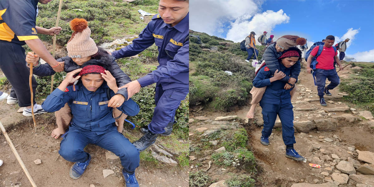 गोसाइँकुण्डबाट फर्किँदा बिरामी परेका एक तीर्थयात्रीको उद्धार